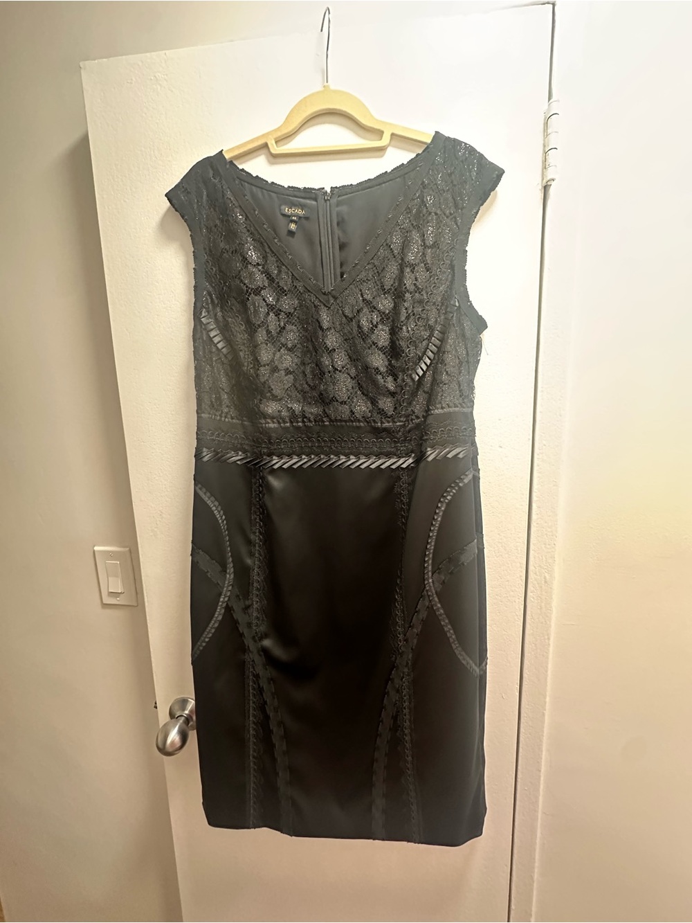 Vintage Escada Black Mixed Media Dress Size 44